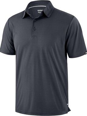 Men's Iron Grey Golf Shirt Short Sleeve Dry Fit Moisture Wicking Polo Top Active